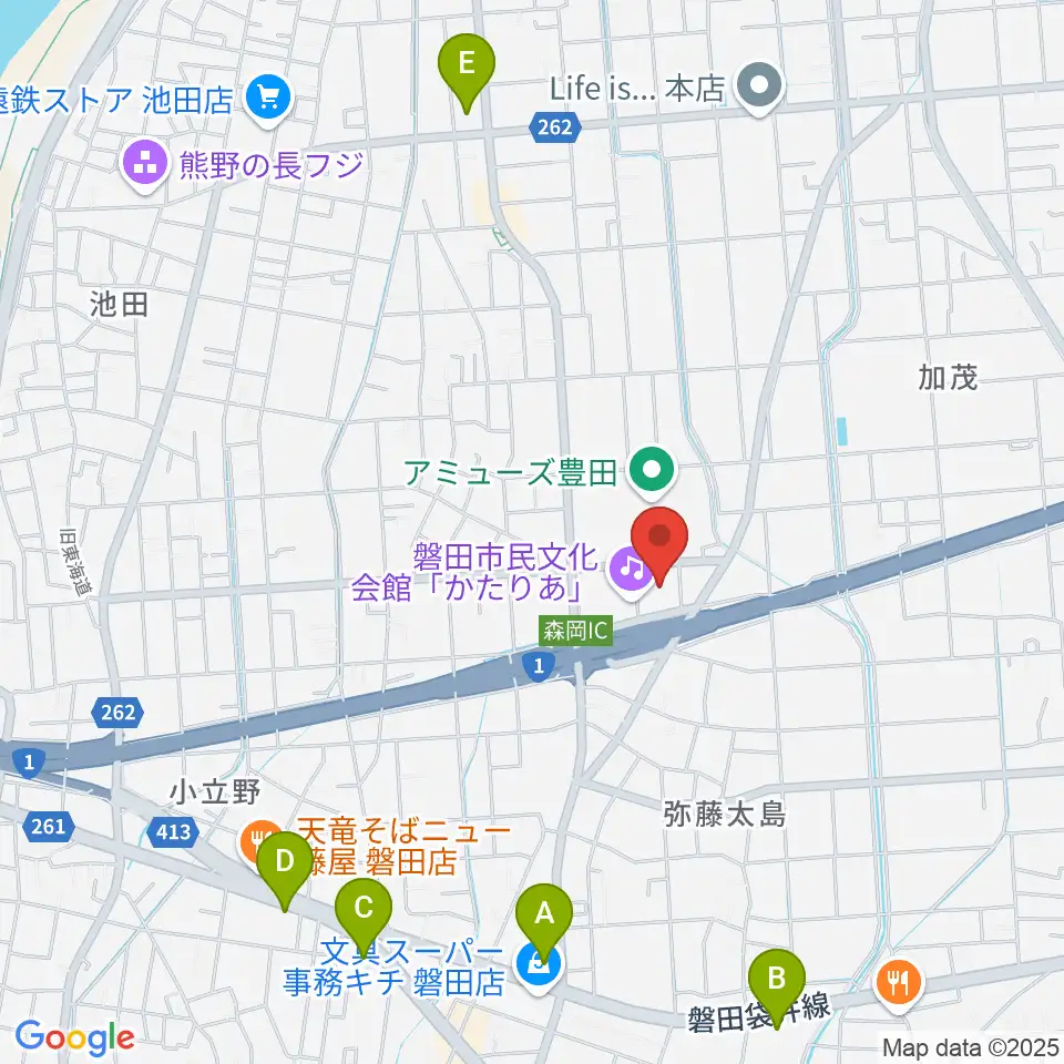 かたりあ 磐田市民文化会館周辺のコンビニエンスストア一覧地図