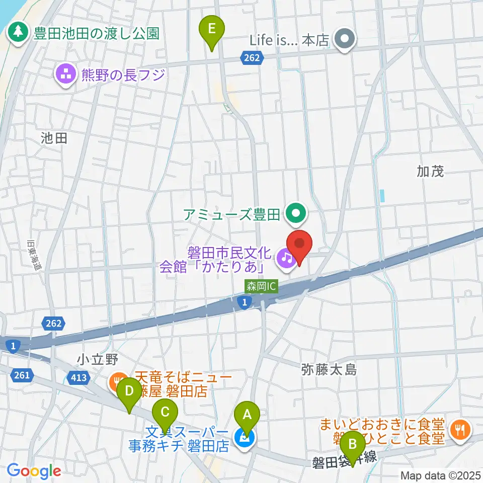 かたりあ 磐田市民文化会館周辺のコンビニエンスストア一覧地図
