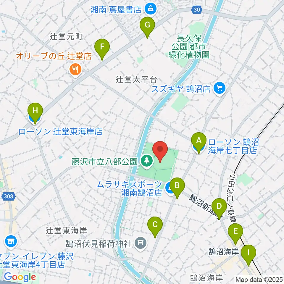 藤沢市八部野球場周辺のコンビニエンスストア一覧地図