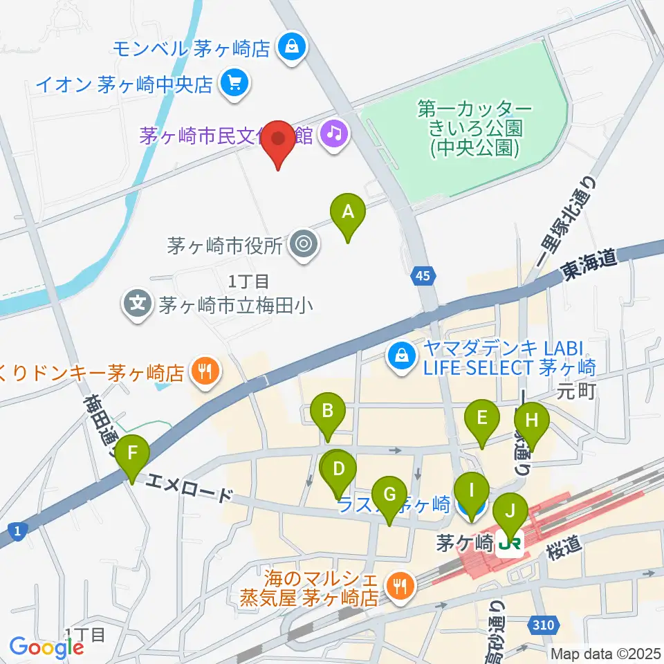 茅ヶ崎市総合体育館周辺のコンビニエンスストア一覧地図