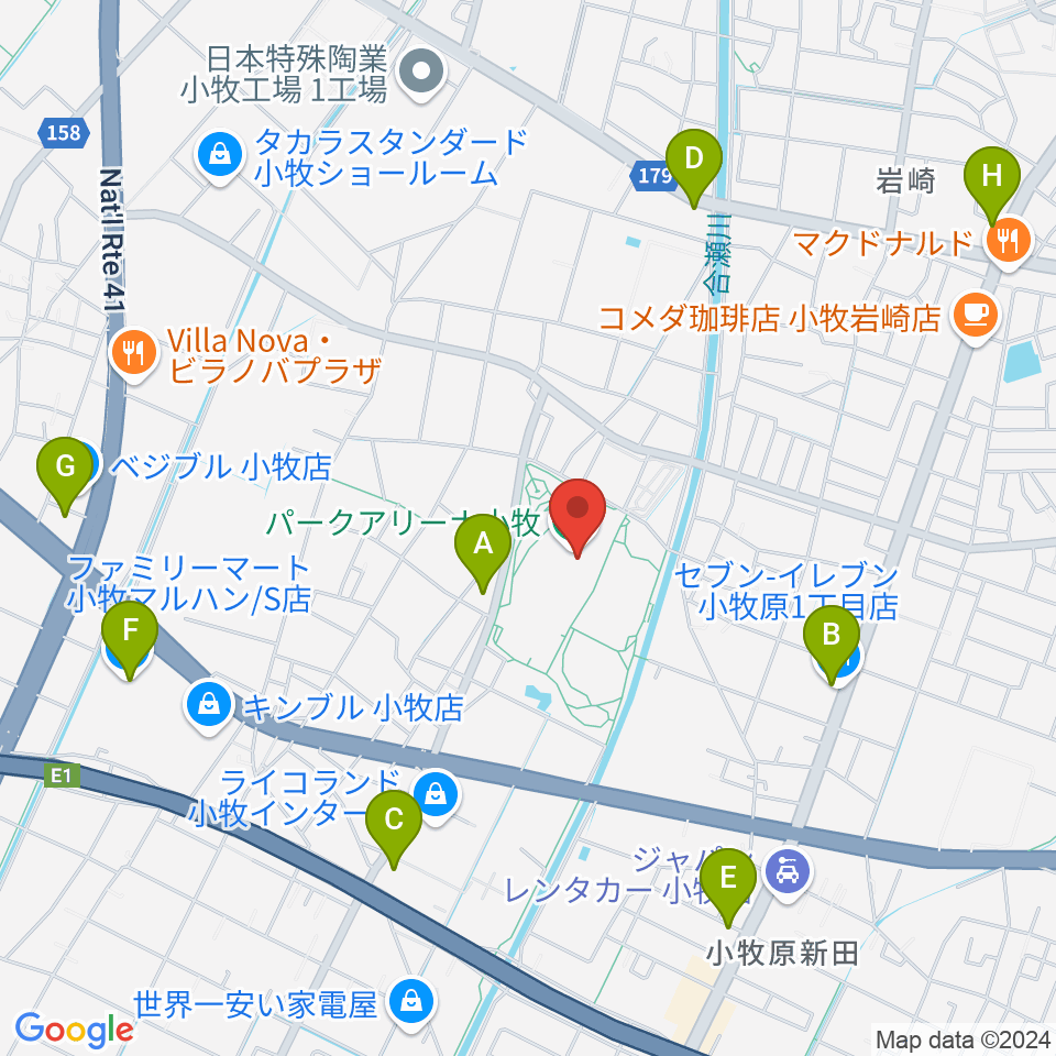 パークアリーナ小牧周辺のコンビニエンスストア一覧地図