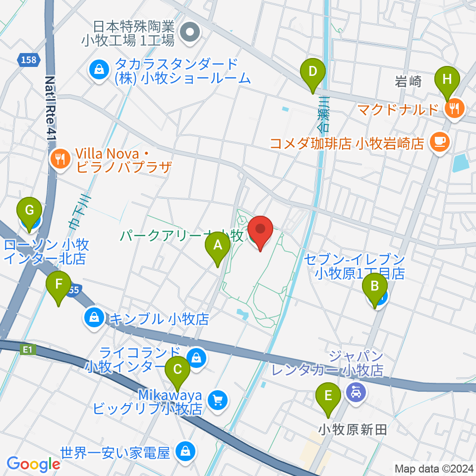 パークアリーナ小牧周辺のコンビニエンスストア一覧地図