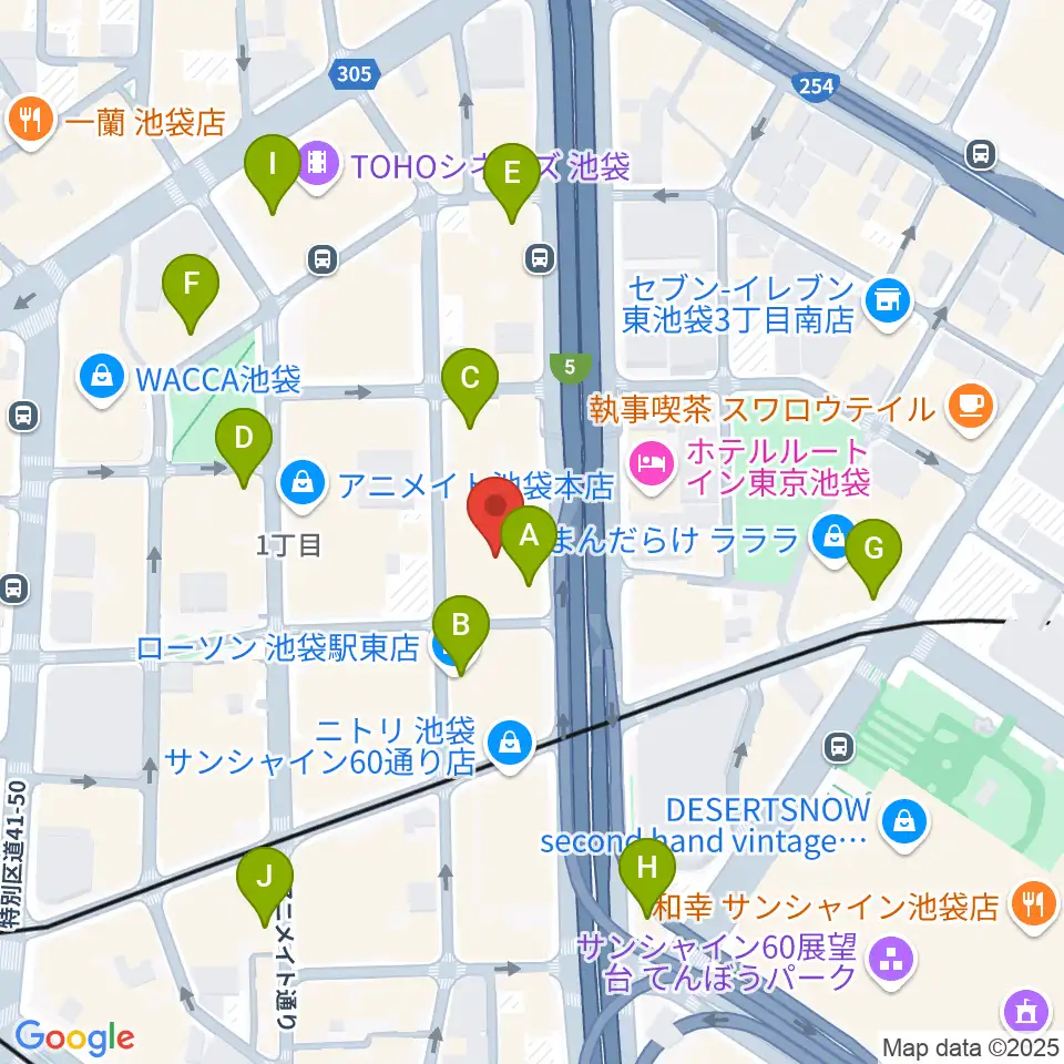 グランドシネマサンシャイン池袋周辺のコンビニエンスストア一覧地図