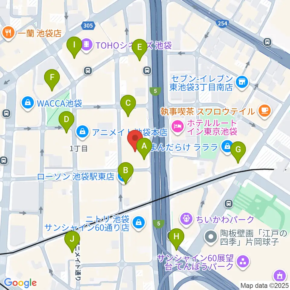 グランドシネマサンシャイン池袋周辺のコンビニエンスストア一覧地図