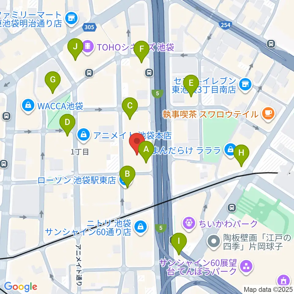 グランドシネマサンシャイン池袋周辺のコンビニエンスストア一覧地図