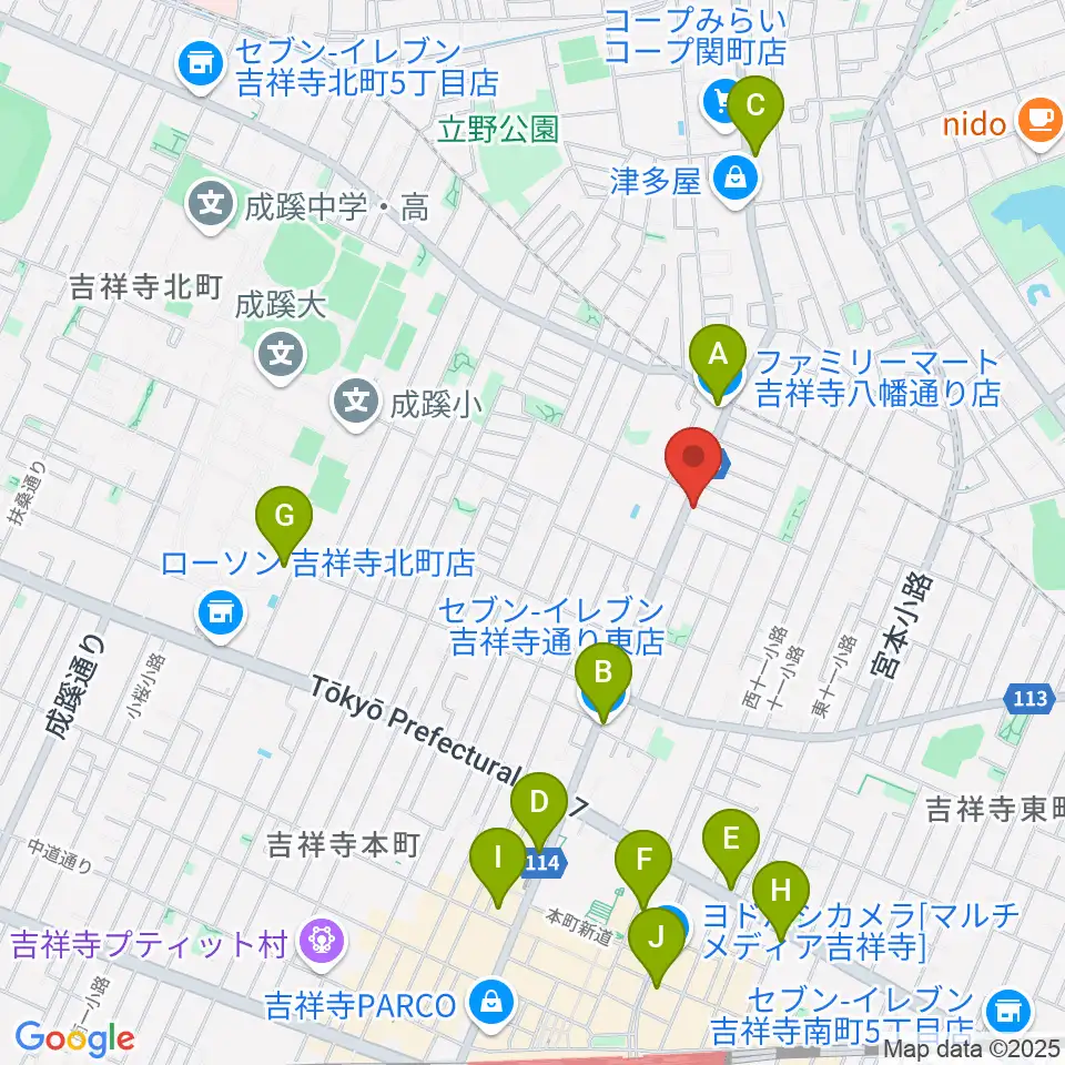 Akkord Guitars周辺のコンビニエンスストア一覧地図