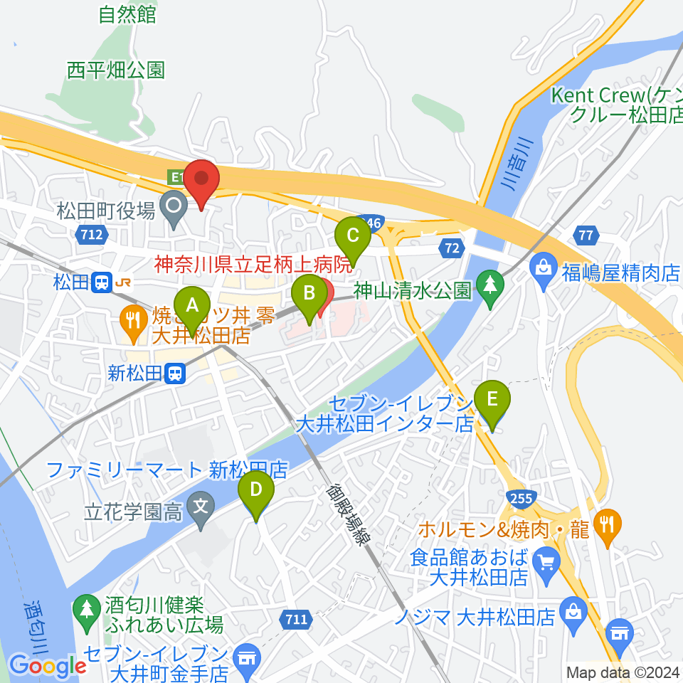 松田町生涯学習センター周辺のコンビニエンスストア一覧地図