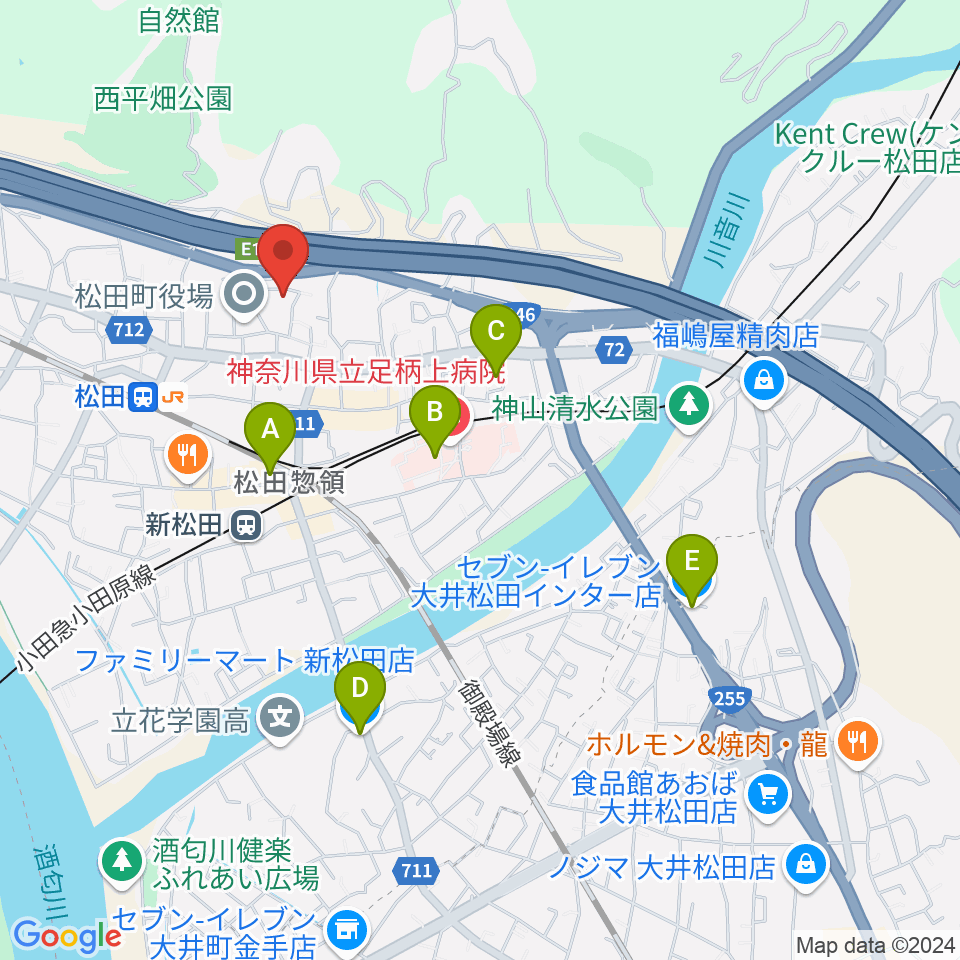 松田町生涯学習センター周辺のコンビニエンスストア一覧地図