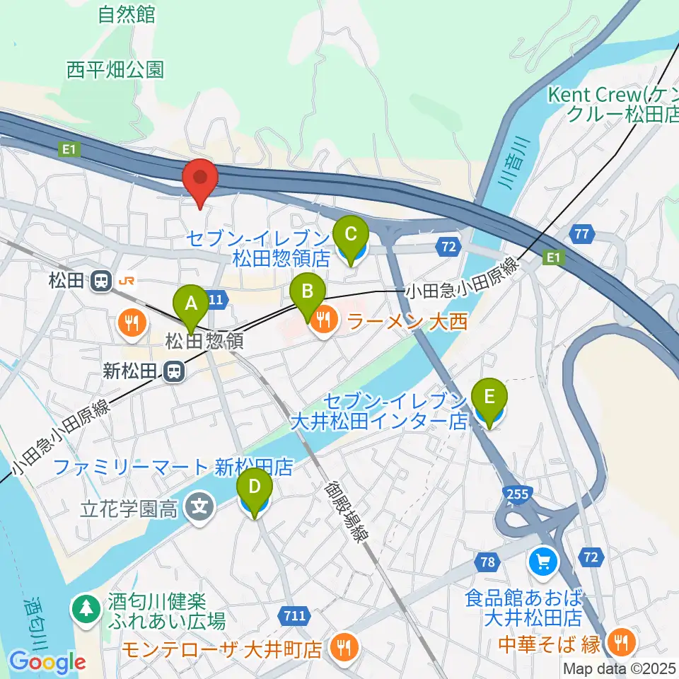 松田町生涯学習センター周辺のコンビニエンスストア一覧地図