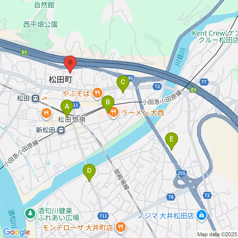 松田町生涯学習センター周辺のコンビニエンスストア一覧地図