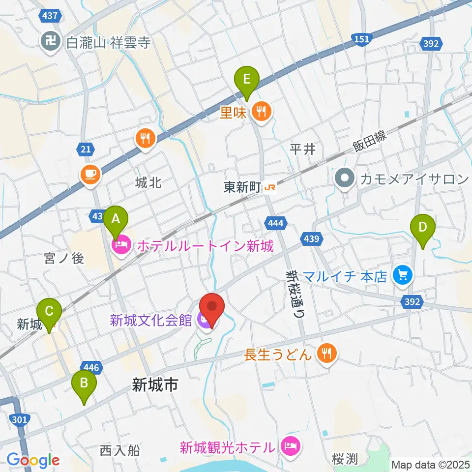 新城文化会館周辺のコンビニエンスストア一覧地図