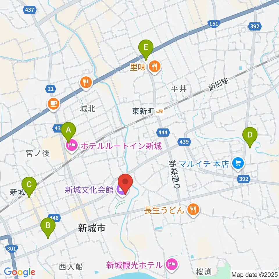 新城文化会館周辺のコンビニエンスストア一覧地図