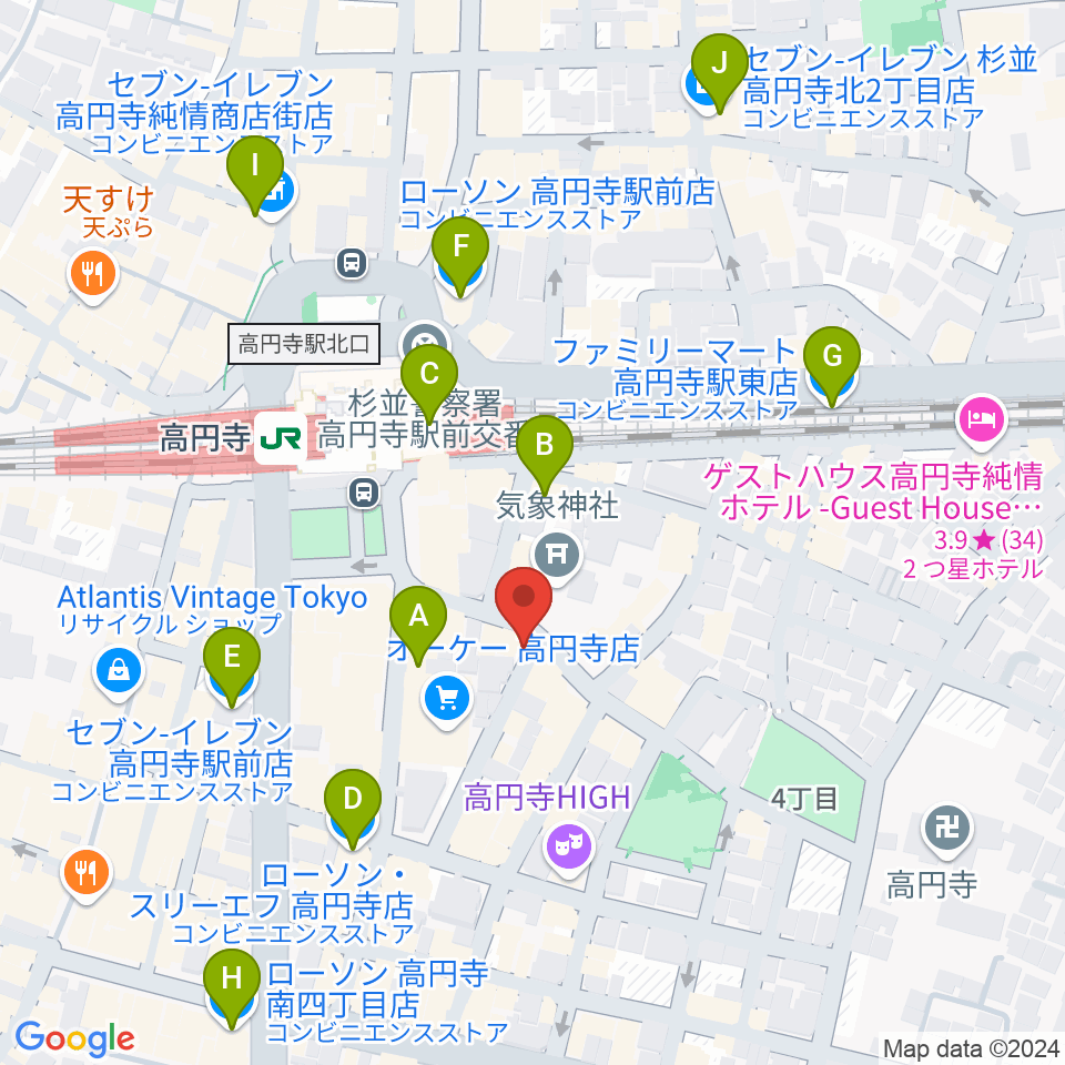 EAD RECORD周辺のコンビニエンスストア一覧地図