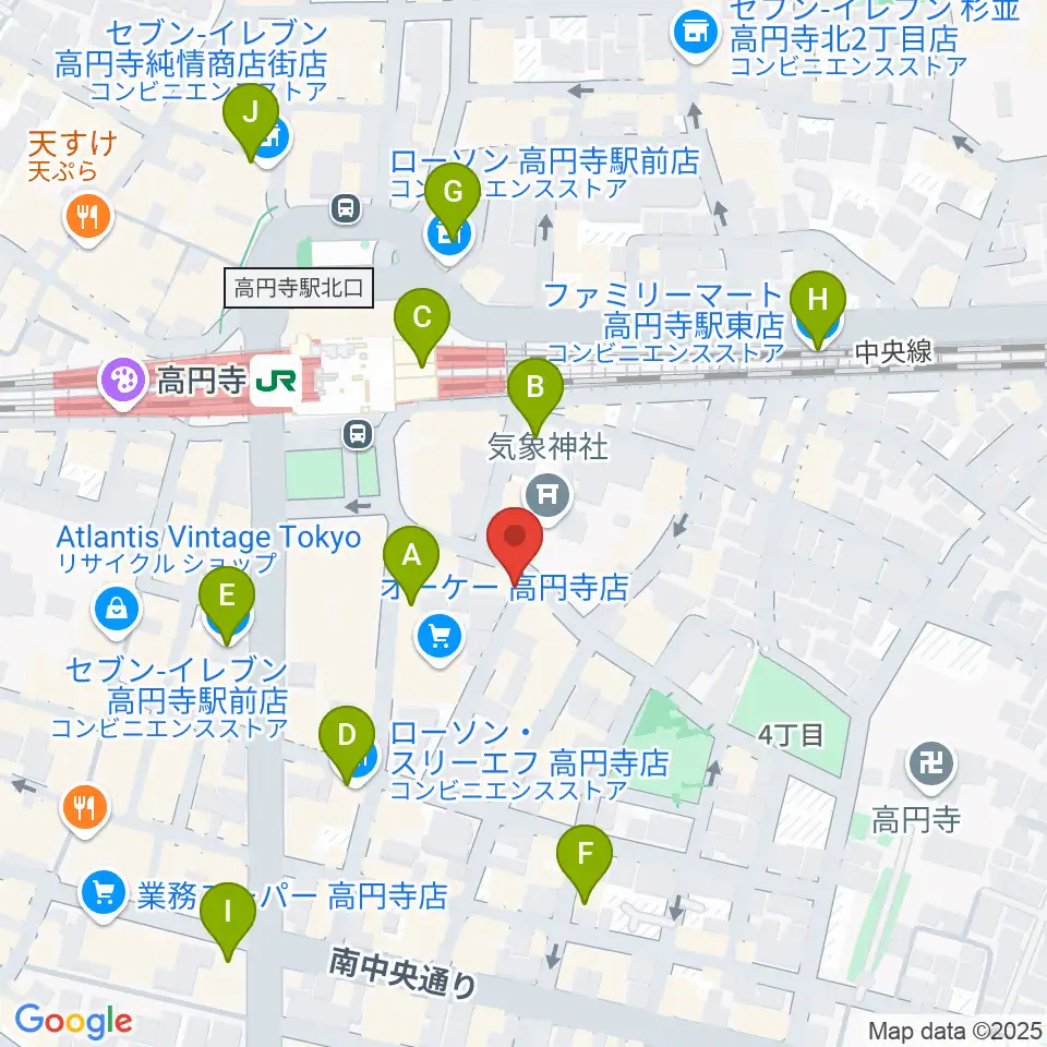 EAD RECORD周辺のコンビニエンスストア一覧地図