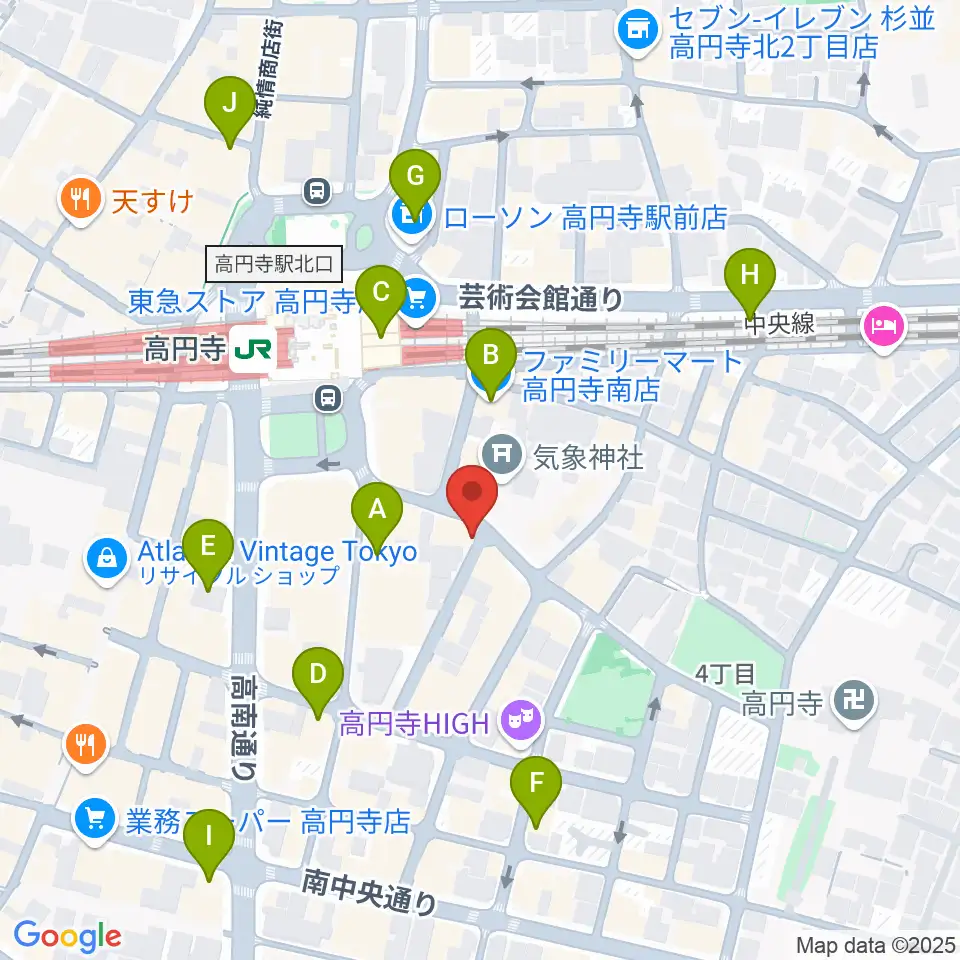 EAD RECORD周辺のコンビニエンスストア一覧地図