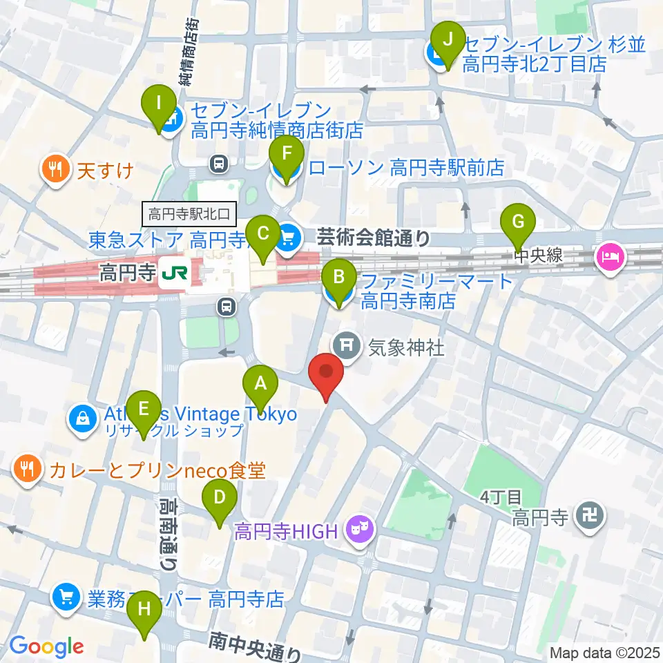 EAD RECORD周辺のコンビニエンスストア一覧地図