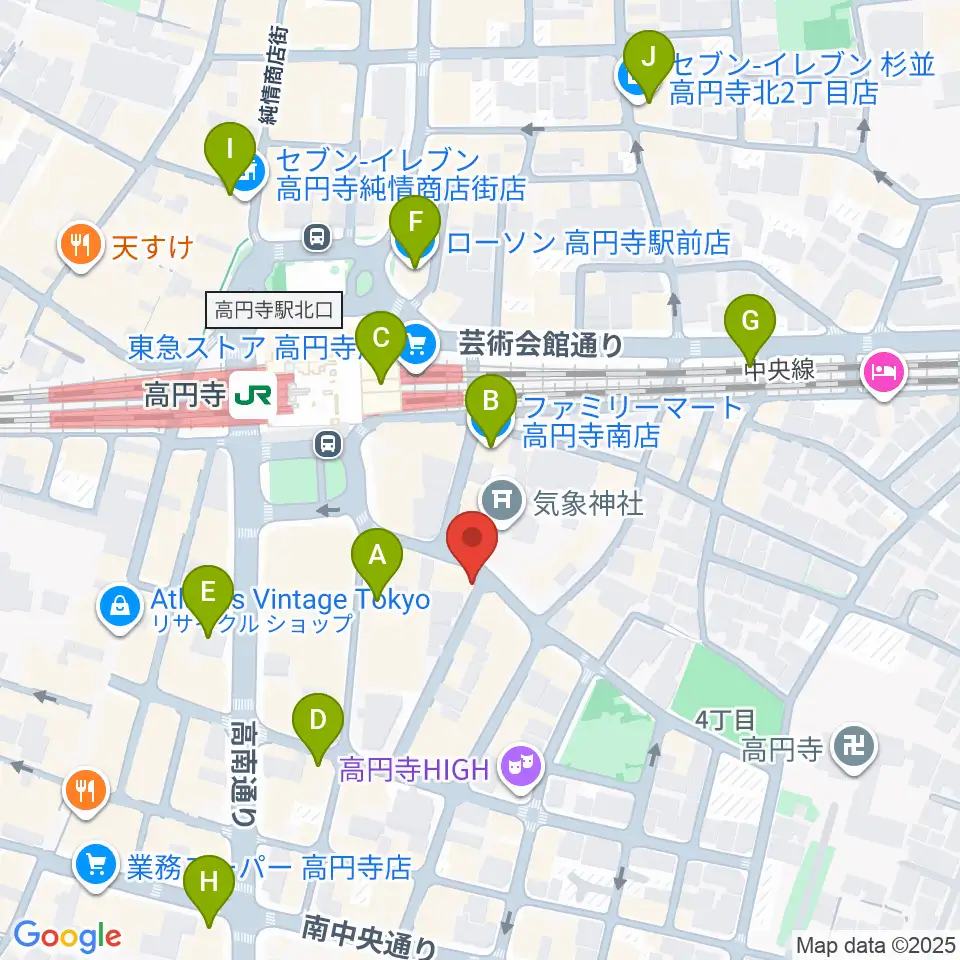 EAD RECORD周辺のコンビニエンスストア一覧地図