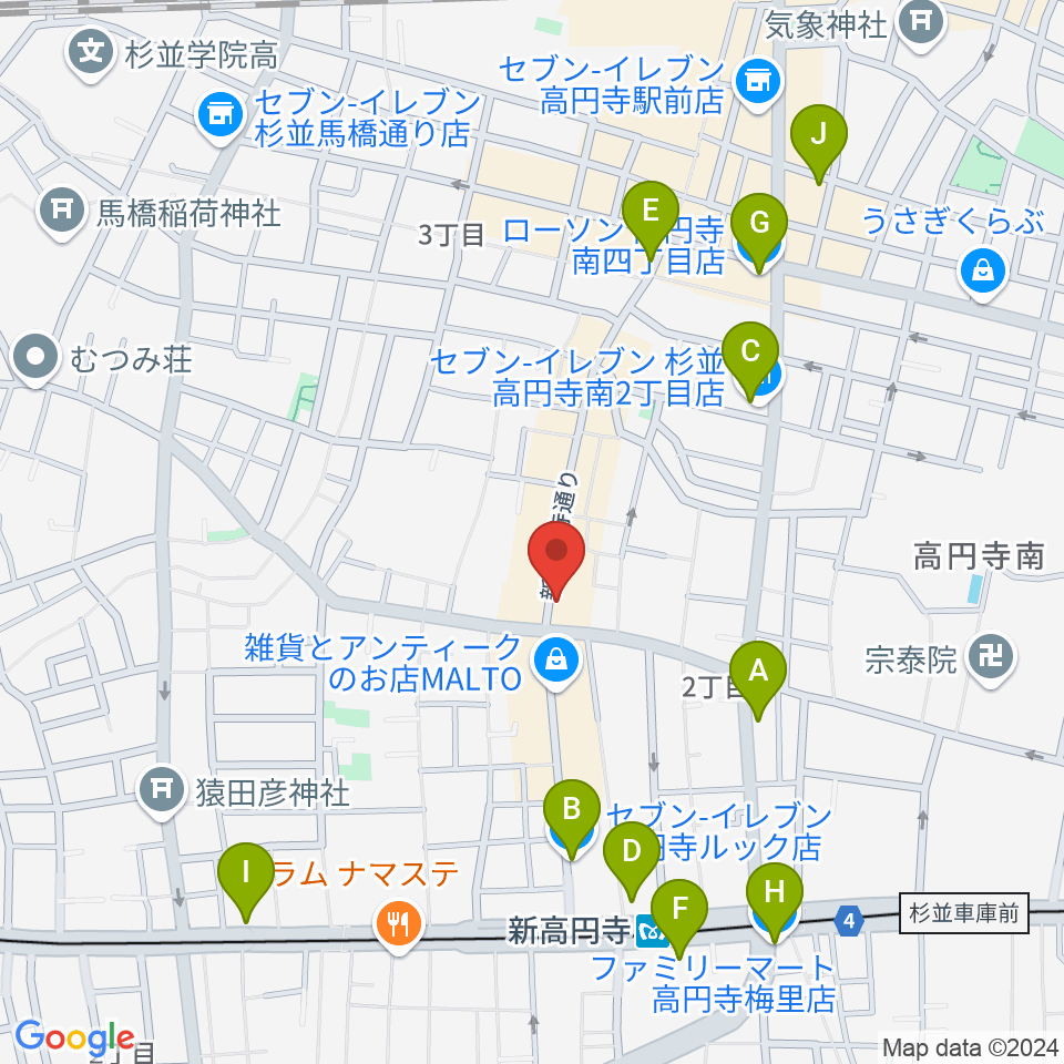 和楽器BAR 龍宮周辺のコンビニエンスストア一覧地図