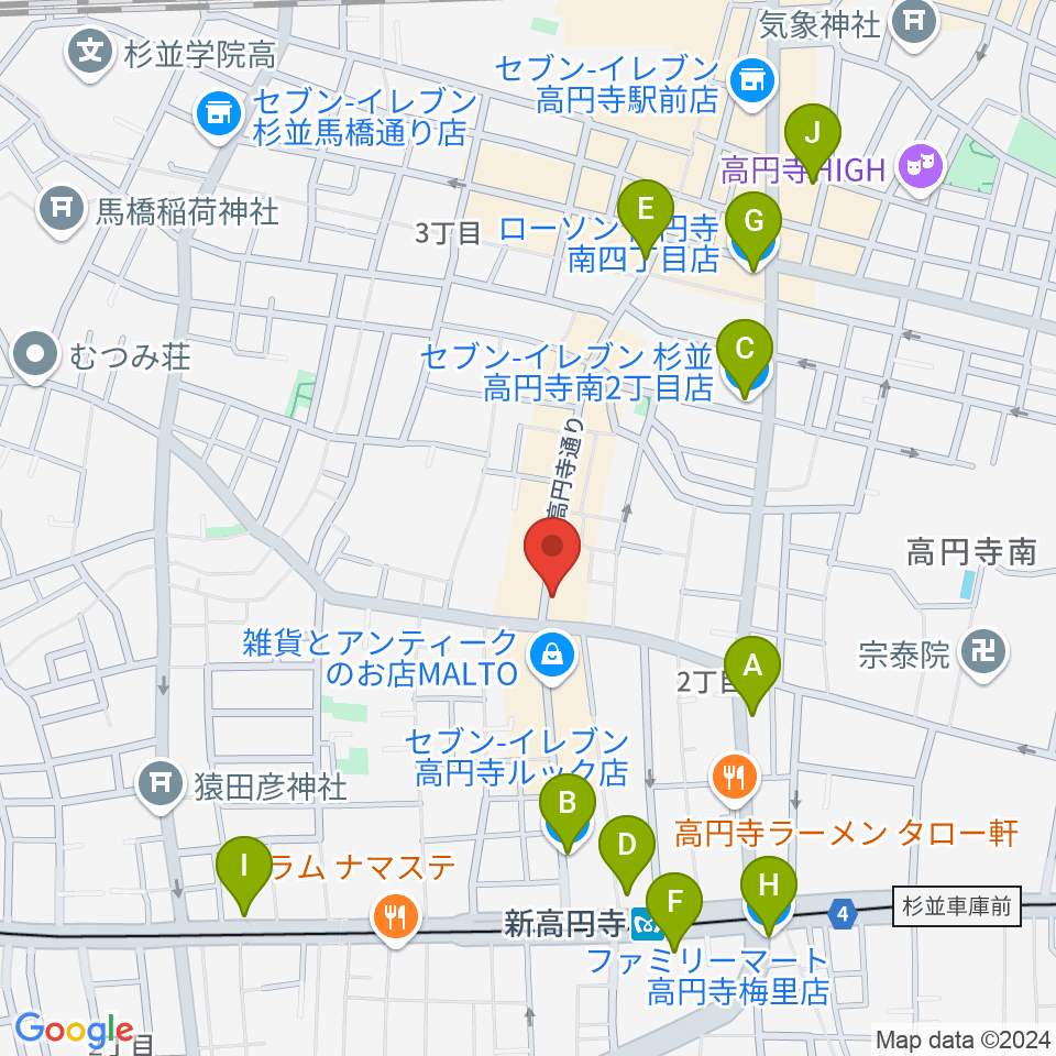 和楽器BAR 龍宮周辺のコンビニエンスストア一覧地図