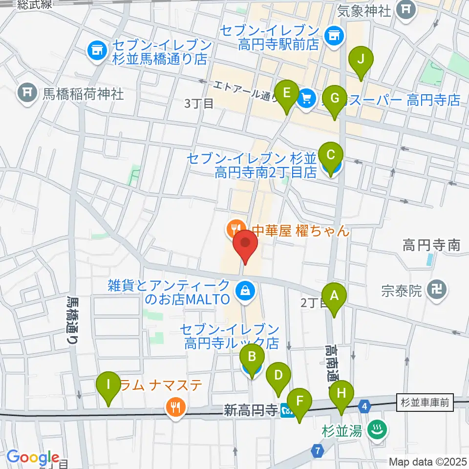 和楽器BAR 龍宮周辺のコンビニエンスストア一覧地図