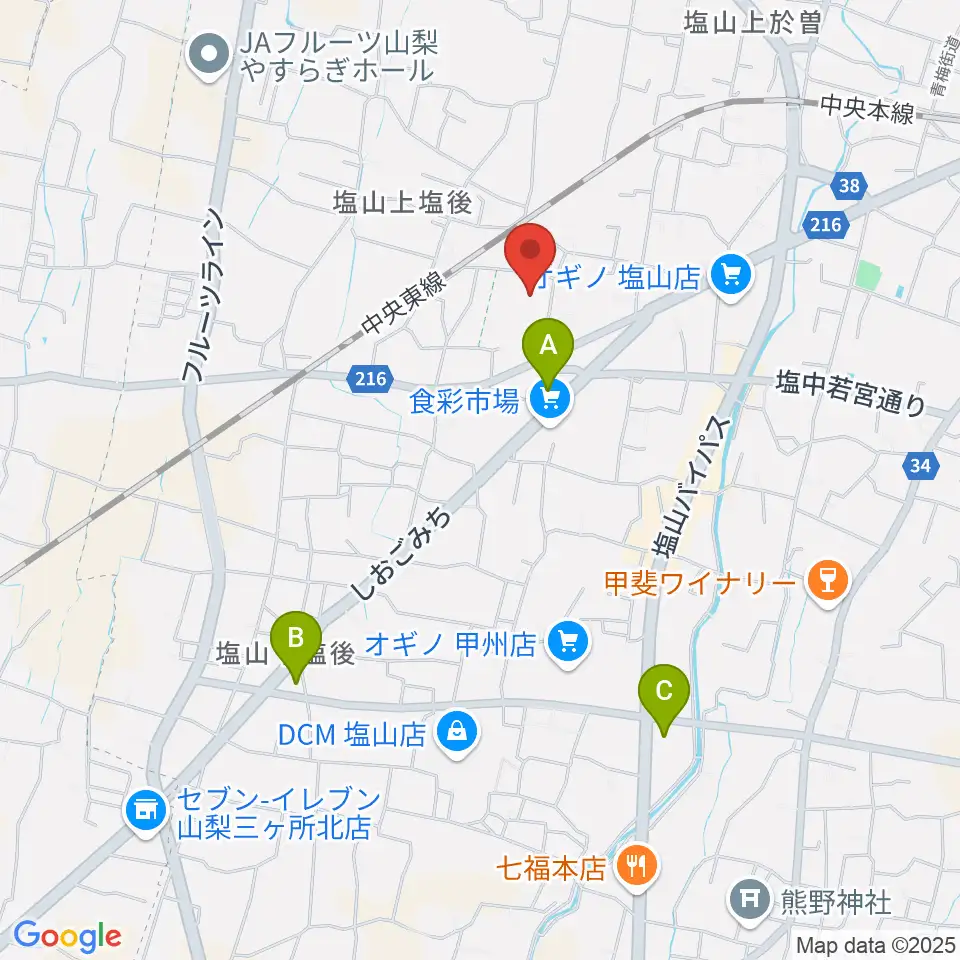 甲州市民文化会館周辺のコンビニエンスストア一覧地図