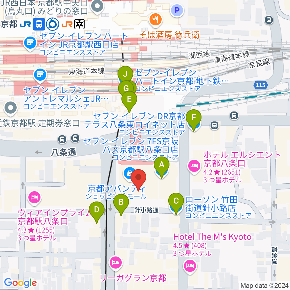 龍谷大学 響都ホール 校友会館周辺のコンビニエンスストア一覧地図