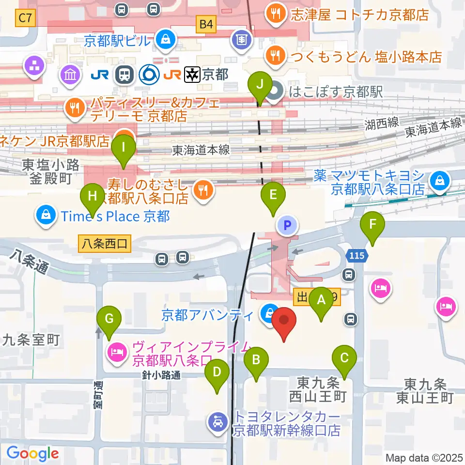 龍谷大学 響都ホール 校友会館周辺のコンビニエンスストア一覧地図