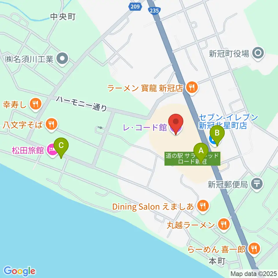 新冠レ・コード館周辺のコンビニエンスストア一覧地図