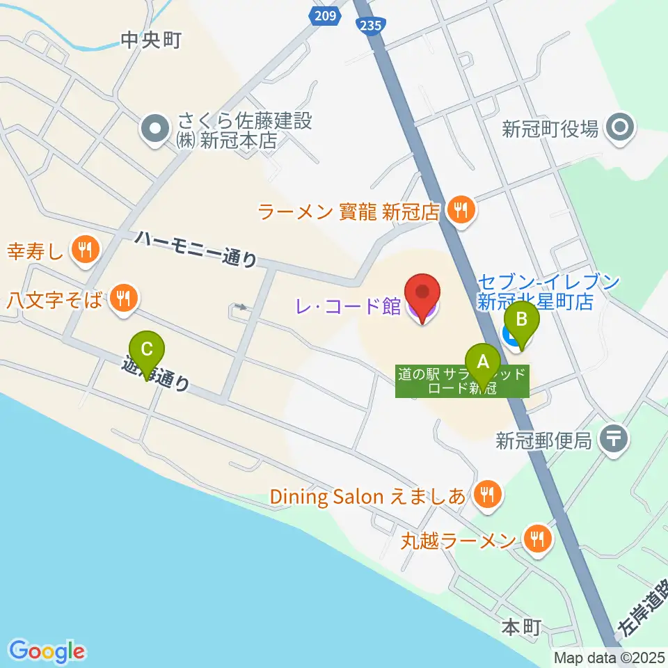 新冠レ・コード館周辺のコンビニエンスストア一覧地図