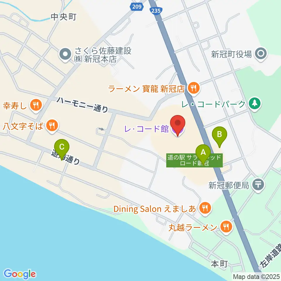 新冠レ・コード館周辺のコンビニエンスストア一覧地図