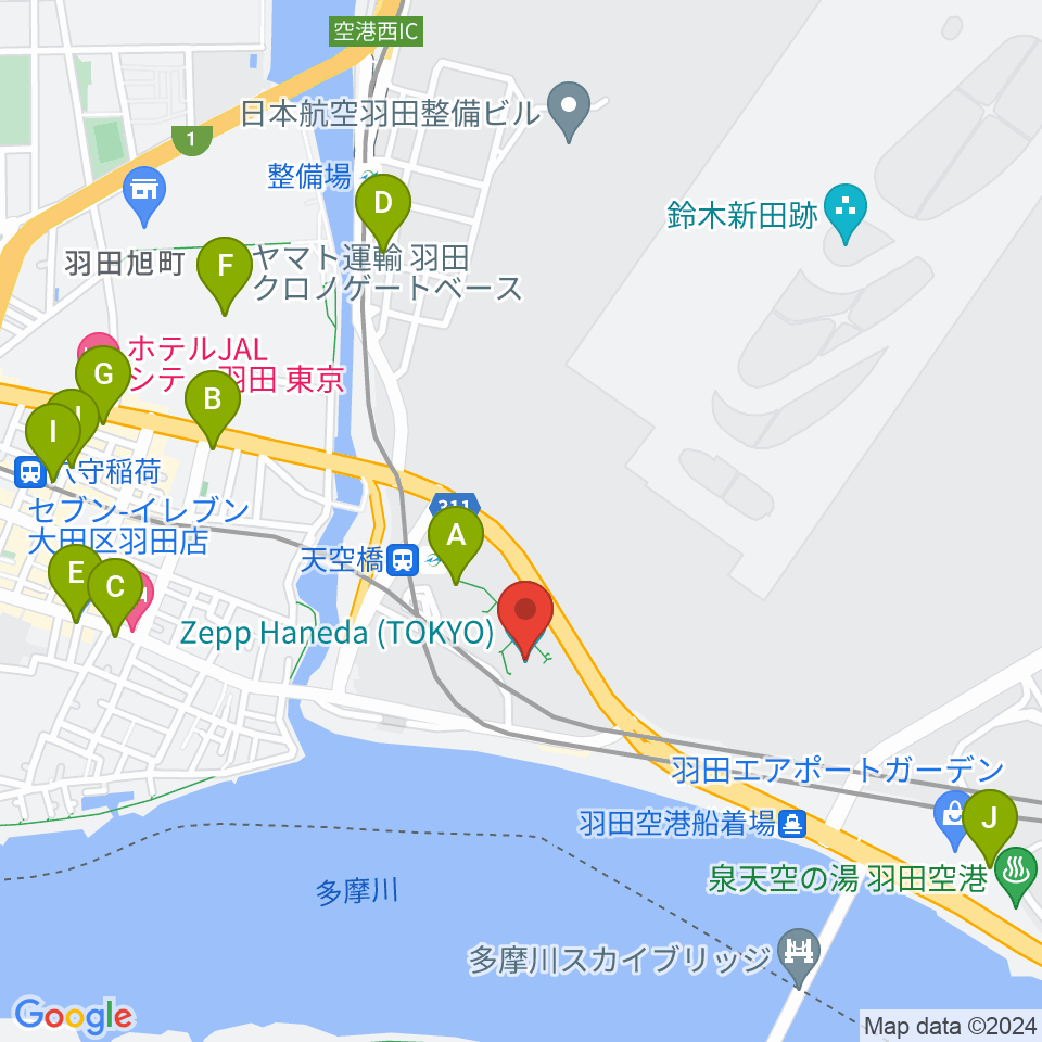 Zepp羽田周辺のコンビニエンスストア一覧地図