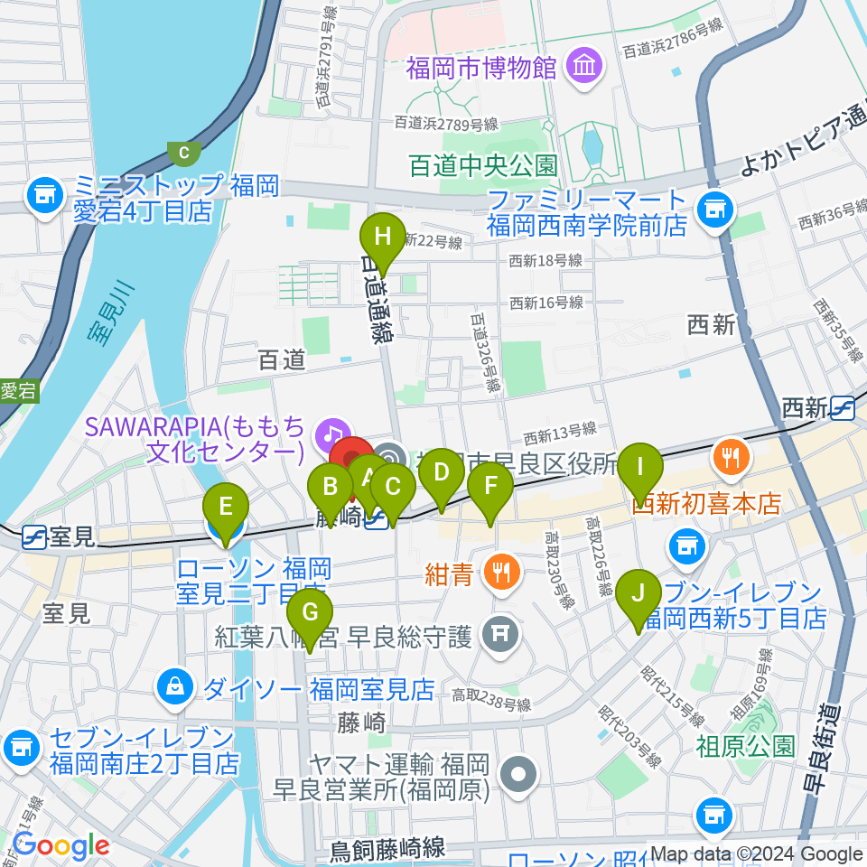 福岡市立早良市民センター周辺のコンビニエンスストア一覧地図