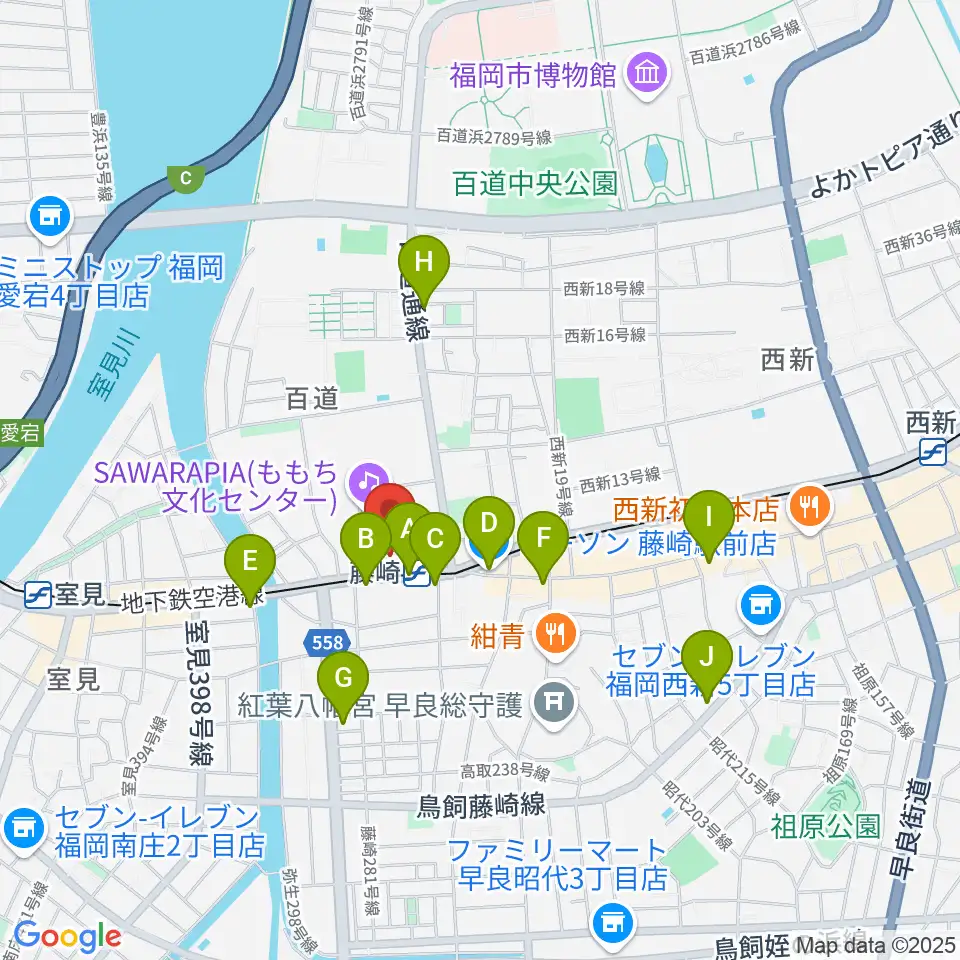 福岡市立早良市民センター周辺のコンビニエンスストア一覧地図