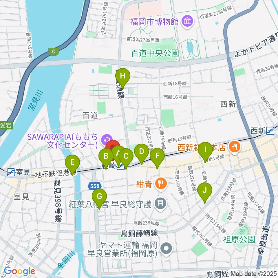 福岡市立早良市民センター周辺のコンビニエンスストア一覧地図
