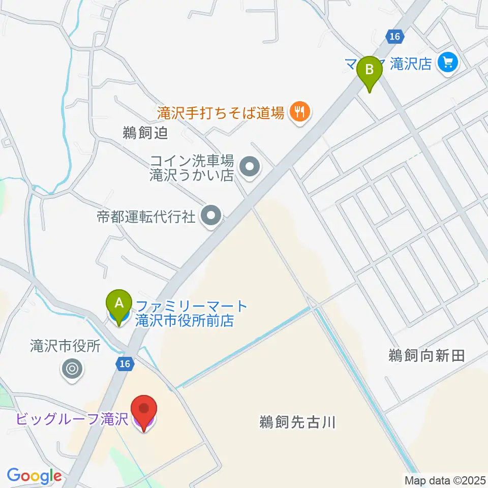 ビッグルーフ滝沢周辺のコンビニエンスストア一覧地図