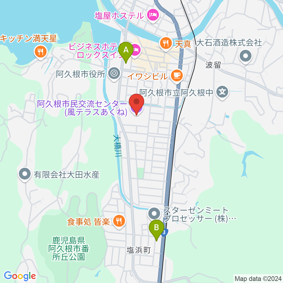 阿久根市民交流センター 風テラスあくね周辺のコンビニエンスストア一覧地図