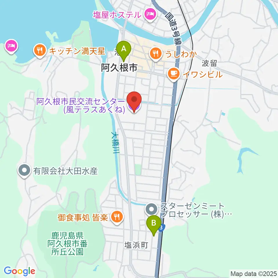 阿久根市民交流センター 風テラスあくね周辺のコンビニエンスストア一覧地図