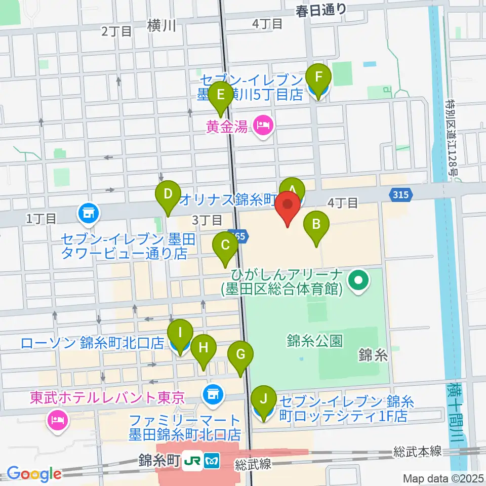 TOHOシネマズ錦糸町オリナス周辺のコンビニエンスストア一覧地図