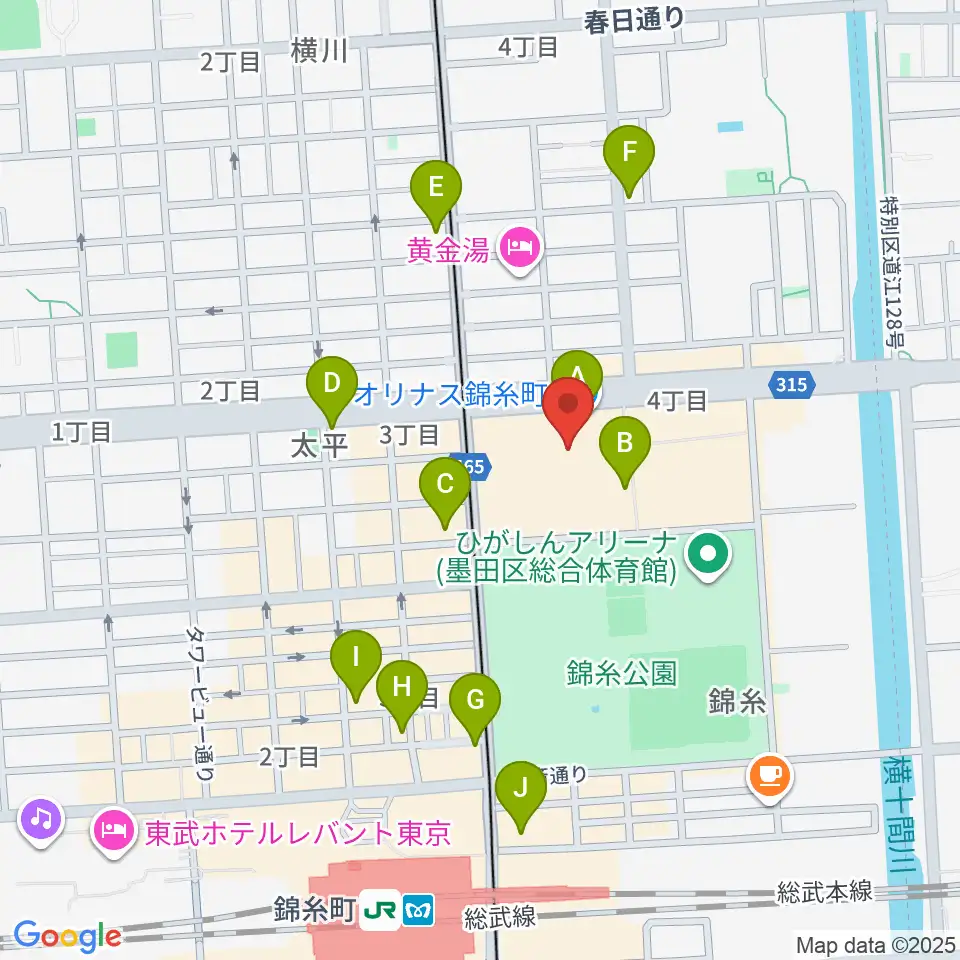 TOHOシネマズ錦糸町オリナス周辺のコンビニエンスストア一覧地図