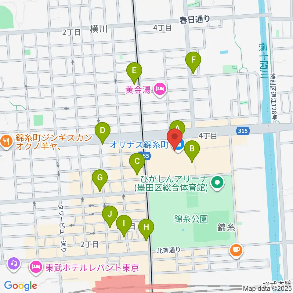 TOHOシネマズ錦糸町オリナス周辺のコンビニエンスストア一覧地図