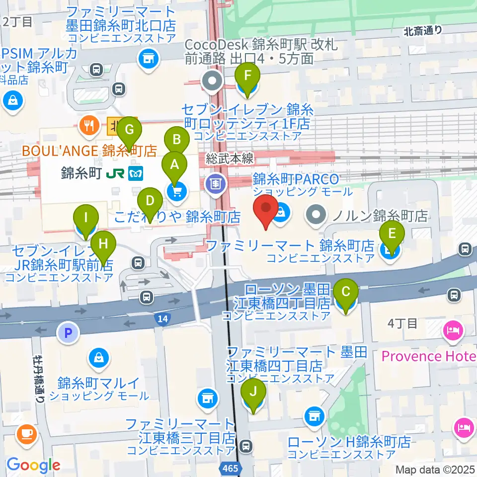 TOHOシネマズ錦糸町楽天地周辺のコンビニエンスストア一覧地図