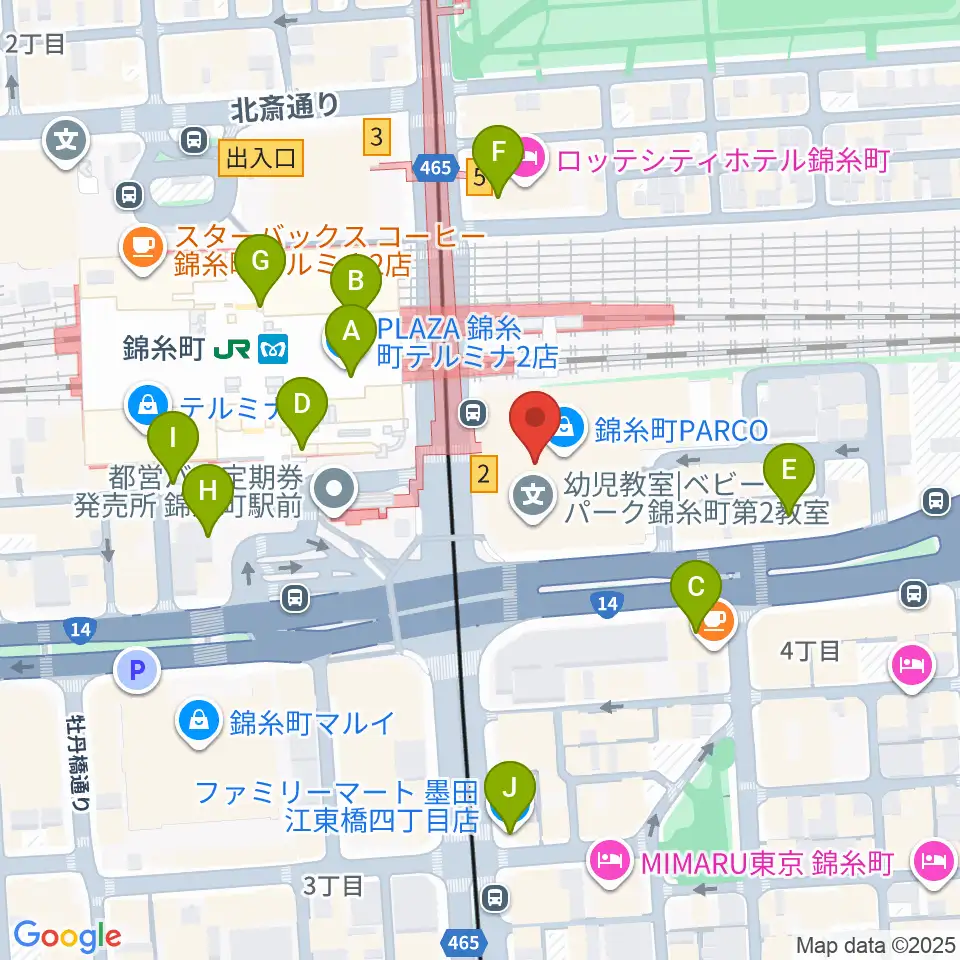 TOHOシネマズ錦糸町楽天地周辺のコンビニエンスストア一覧地図