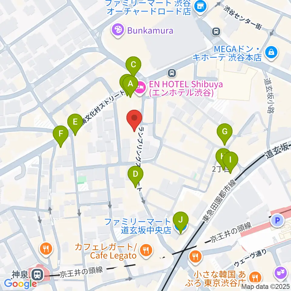 渋谷ユーロスペース周辺のコンビニエンスストア一覧地図