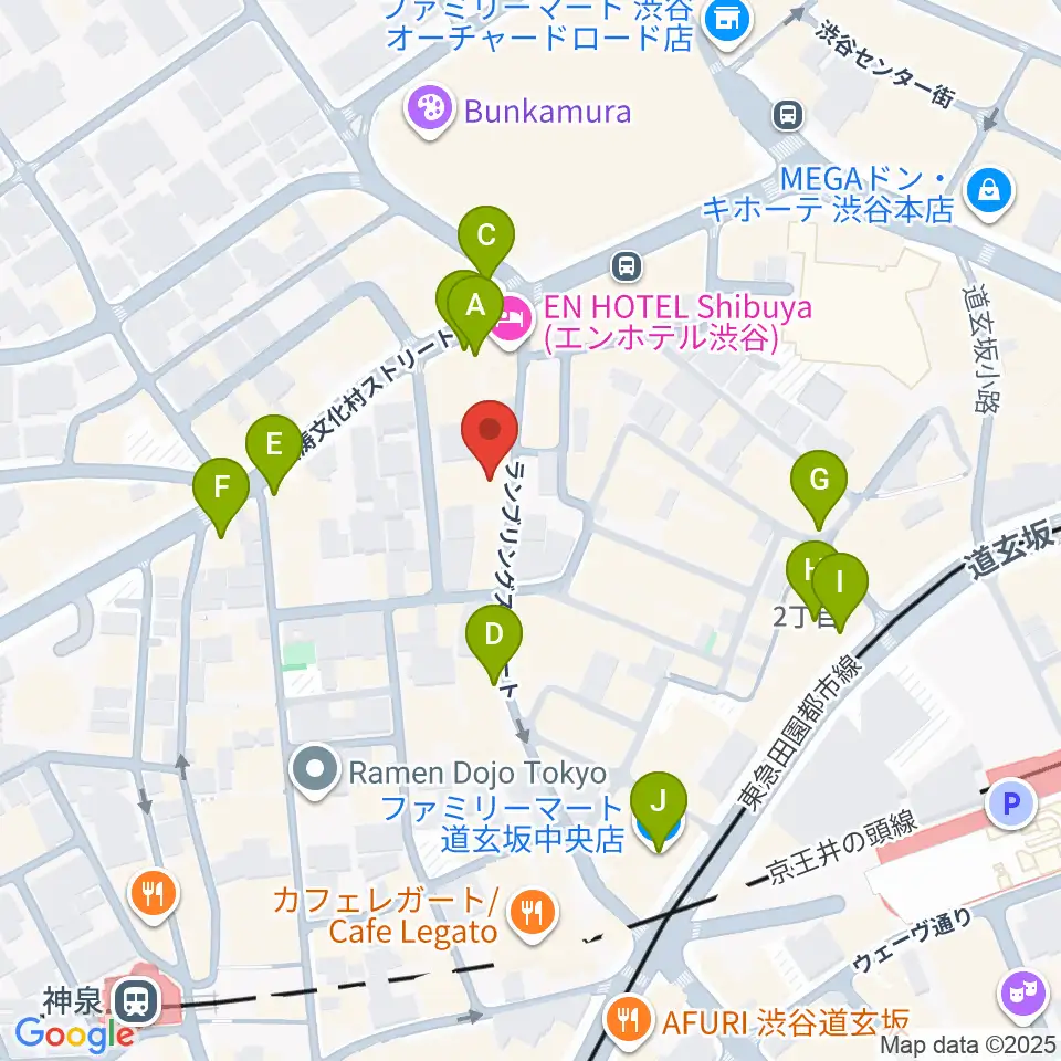 渋谷ユーロスペース周辺のコンビニエンスストア一覧地図