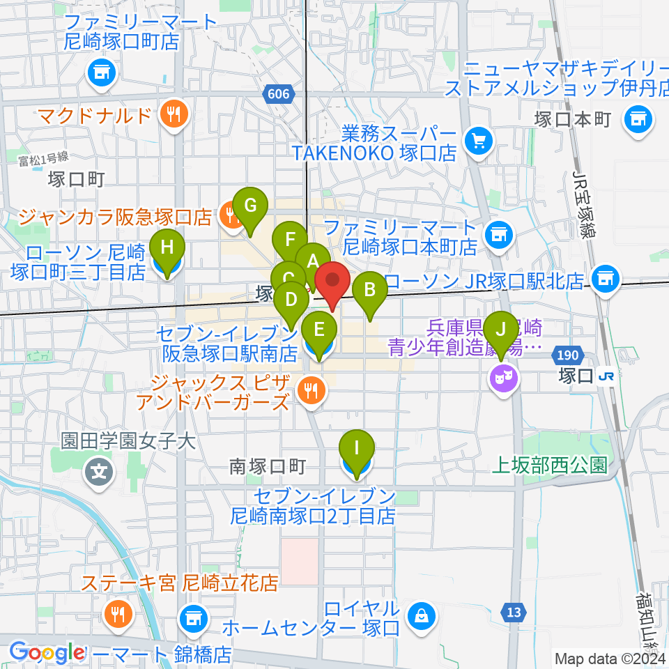 塚口サンサン劇場周辺のコンビニエンスストア一覧地図