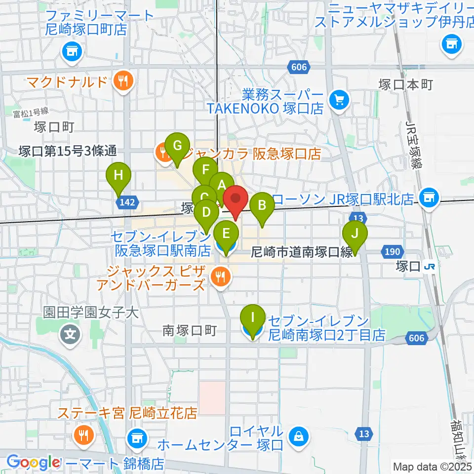 塚口サンサン劇場周辺のコンビニエンスストア一覧地図