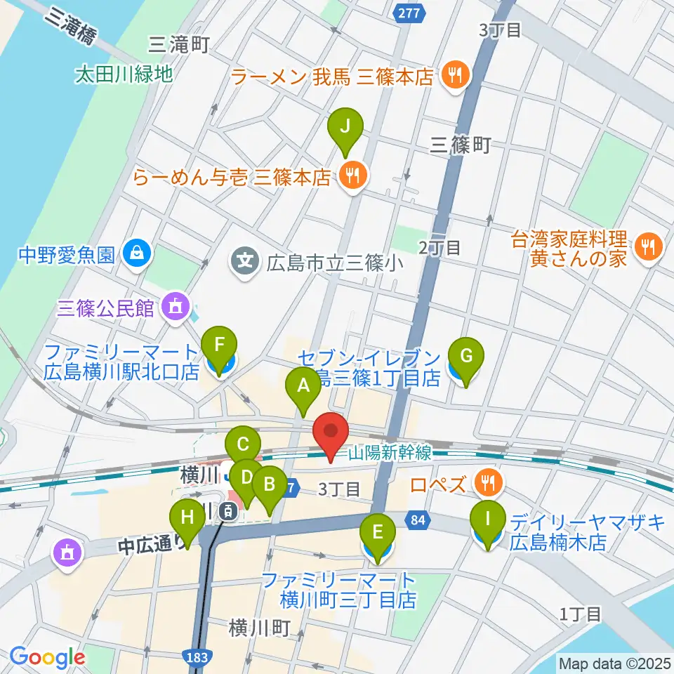 横川シネマ周辺のコンビニエンスストア一覧地図