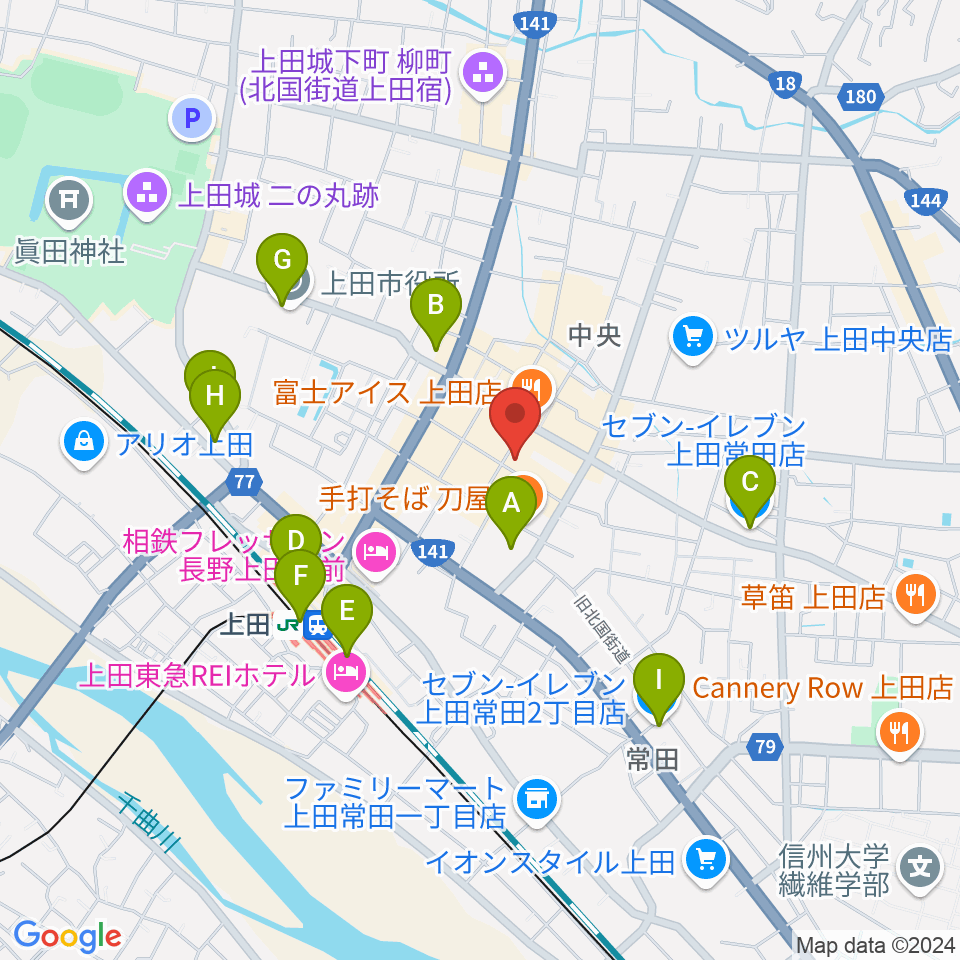 上田映劇周辺のコンビニエンスストア一覧地図