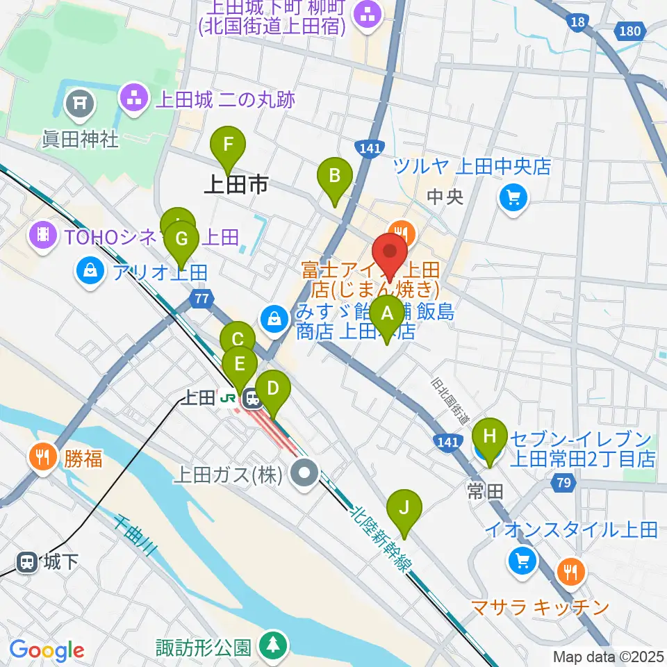 上田映劇周辺のコンビニエンスストア一覧地図