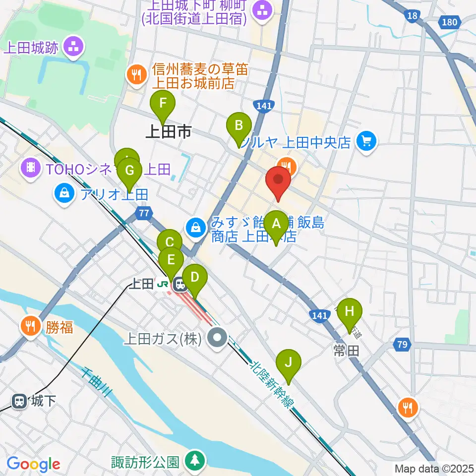 上田映劇周辺のコンビニエンスストア一覧地図